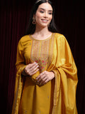 Vishudh Women Mustard Kurta With Palazzos And Dupatta - Mustard - Image 1