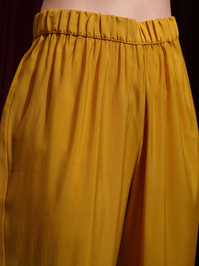 Vishudh Women Mustard Kurta With Palazzos And Dupatta - Mustard - Image 7