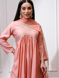 Vishudh Women Peach Kurta With Palazzos And Dupatta - Peach - Image 1