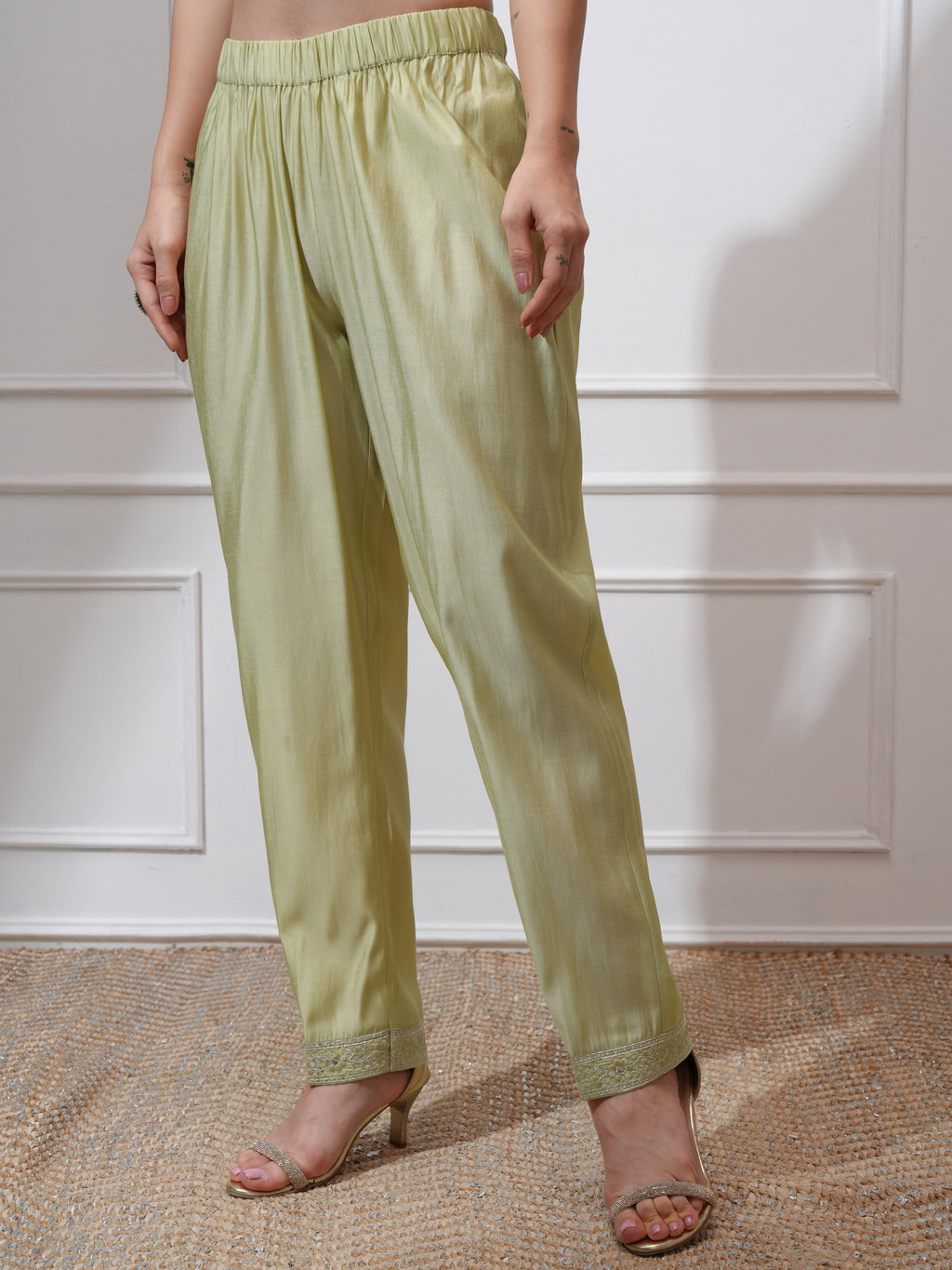 Vishudh Women Green Kurta With Palazzos And Dupatta - Green - Image 7