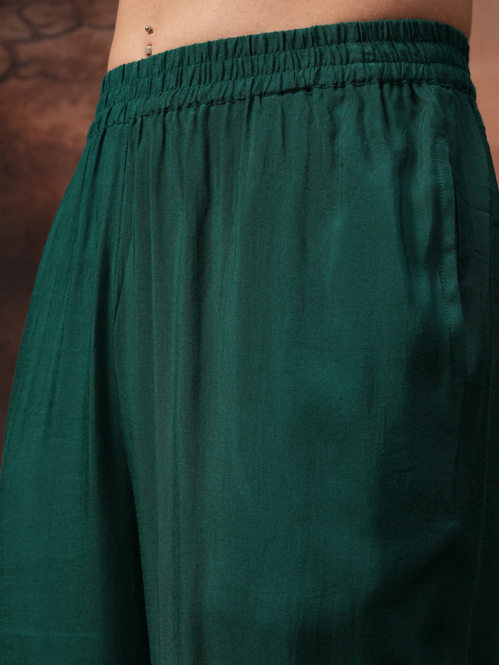 Vishudh Women Teal Embroidered Kurta With Palazzo And Dupatta - Teal - Image 8