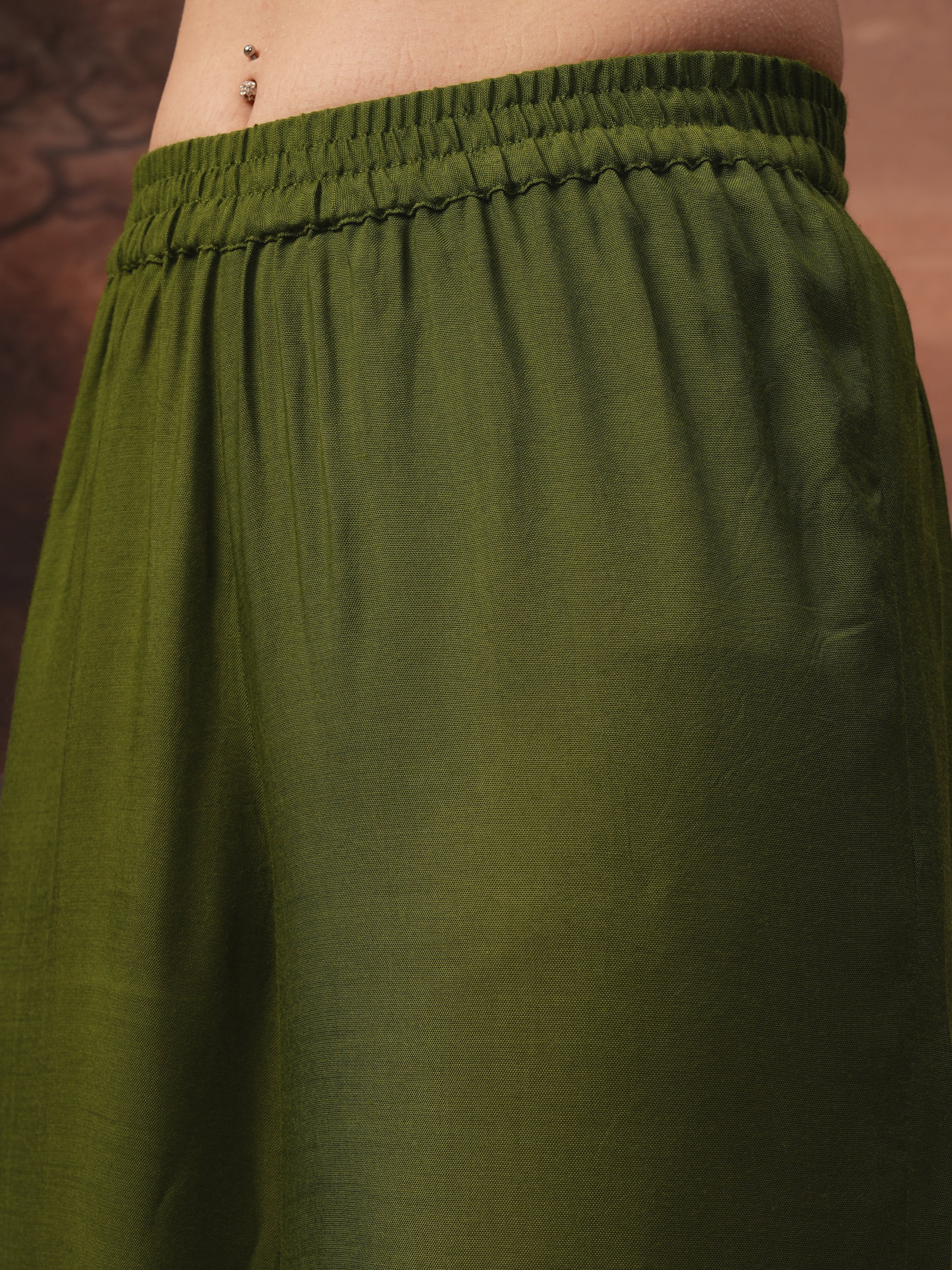 Vishudh Women Green Embroidered Kurta With Palazzo And Dupatta - Green - Image 8