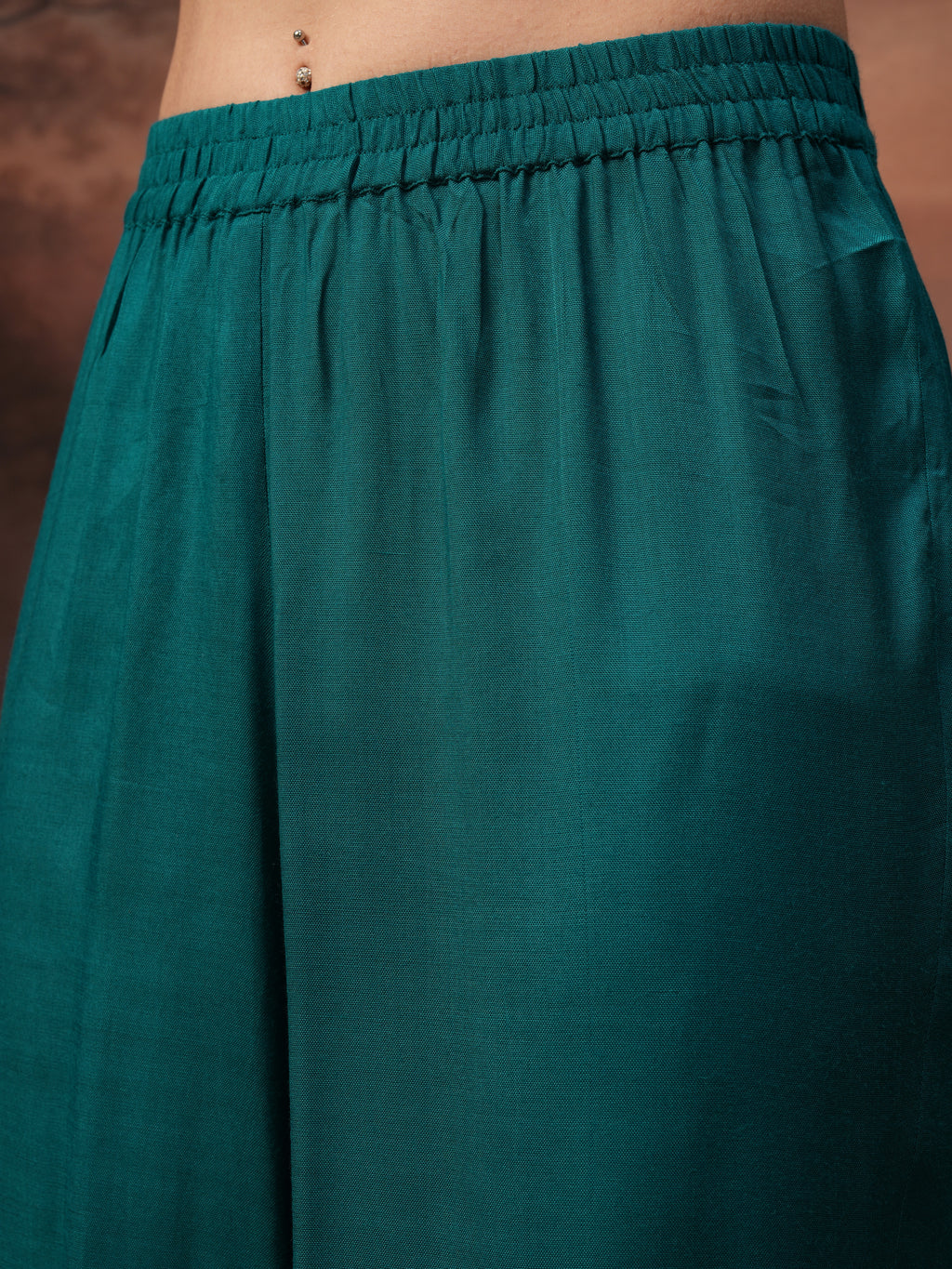 Vishudh Women Teal Embroidered Kurta With Palazzo And Dupatta - Teal - Image 8