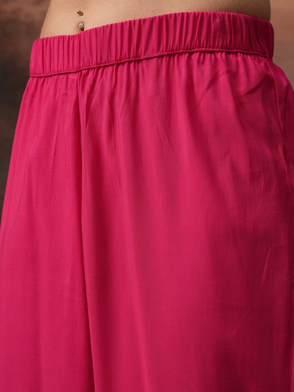 Vishudh Women Pink Embroidered Kurta With Trouser And Dupatta - Pink - Image 8