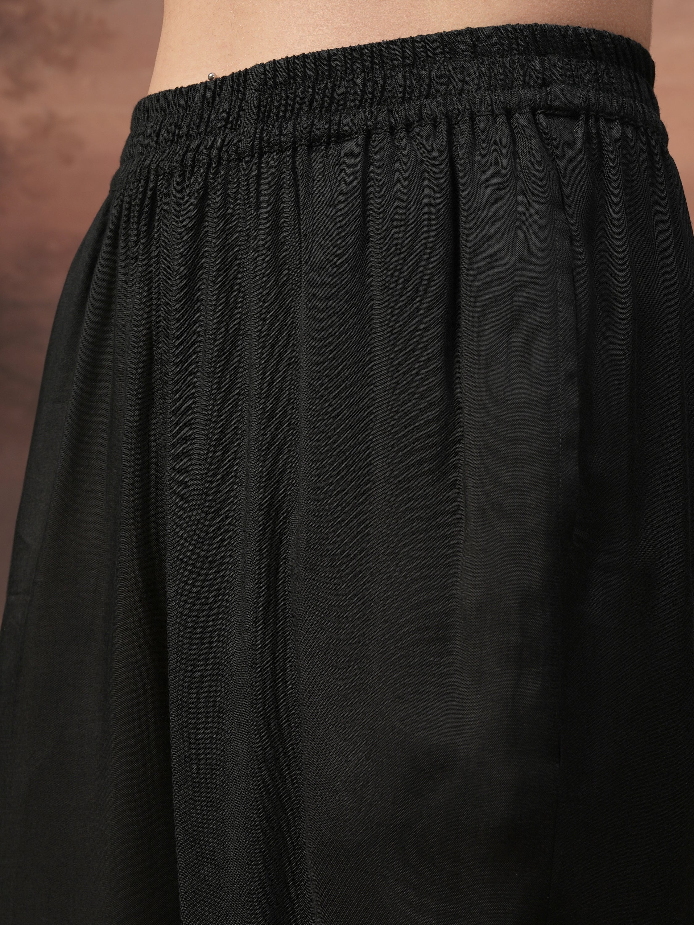 Vishudh Women Black Embroidered Kurta With Trouser And Dupatta - Black - Image 8