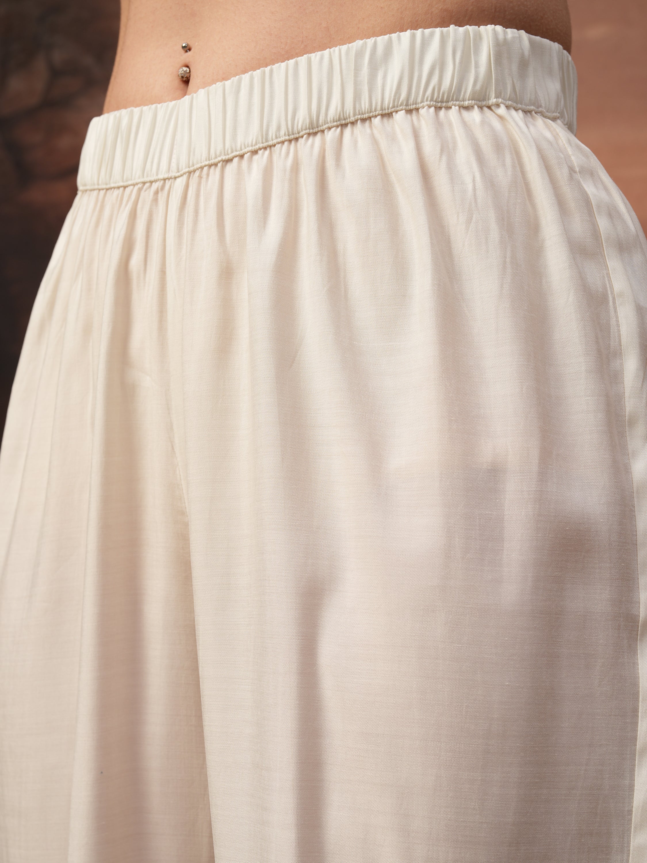 Vishudh Women Off White Embroidered Kurta With Trouser And Dupatta - Off White - Image 8