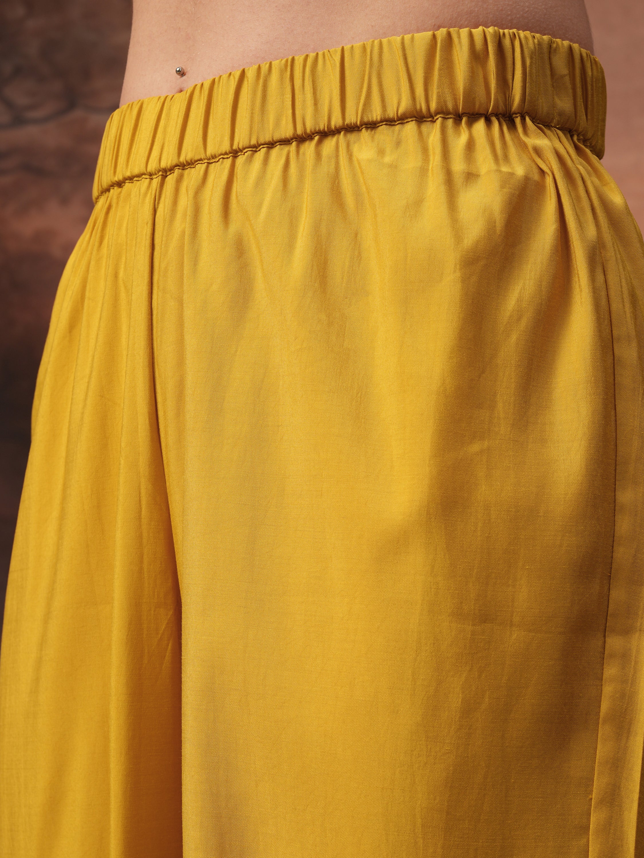 Vishudh Women Yellow Embroidered Kurta With Trouser And Dupatta - Yellow - Image 8