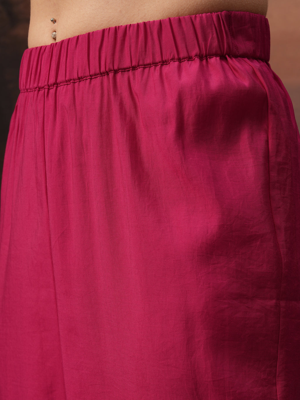 Vishudh Women Pink Embroidered Kurta With Trouser And Dupatta - Pink - Image 8
