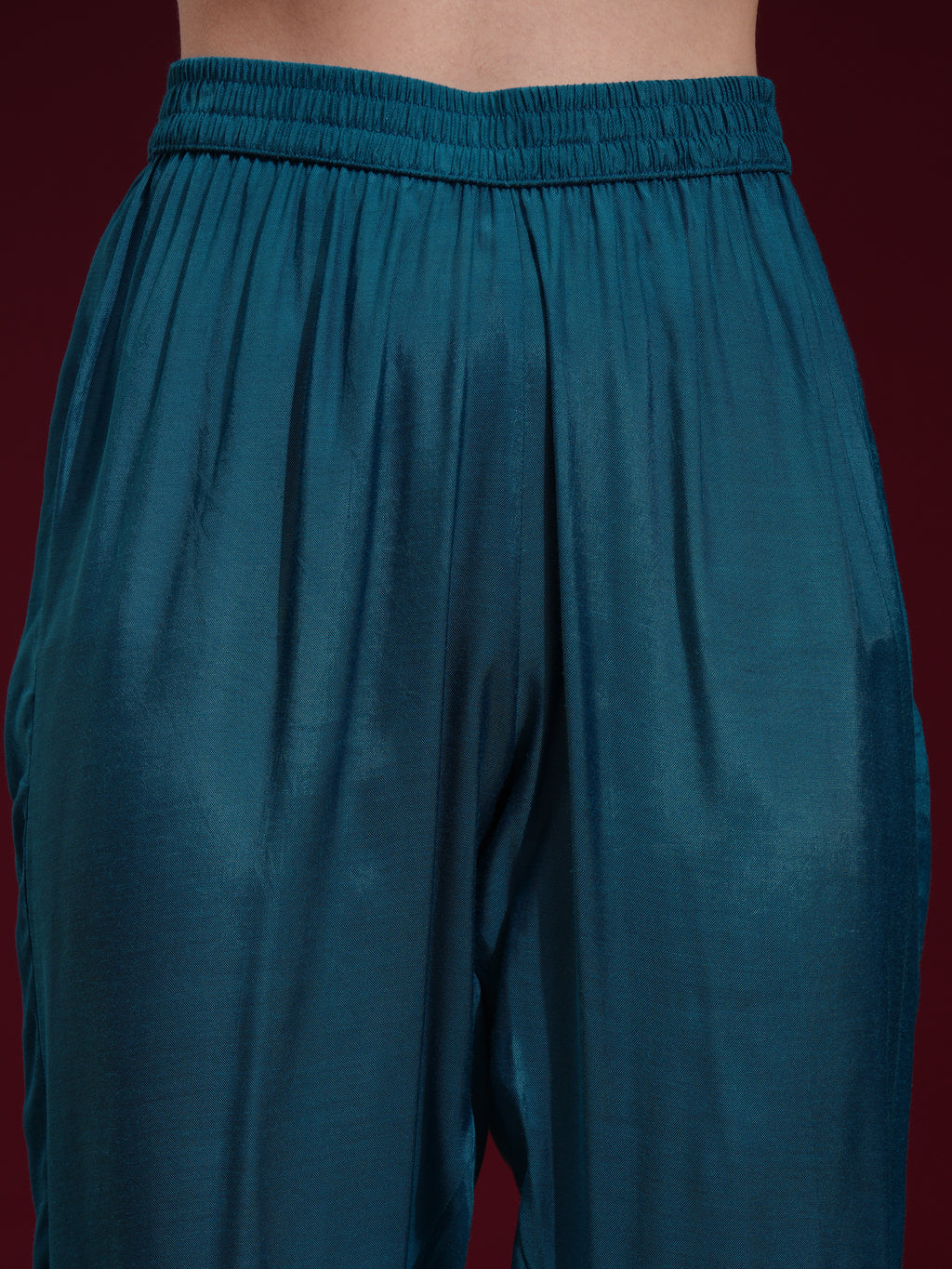 Vishudh Women Teal Printed Kurta With Palazzo And Dupatta - Teal - Image 7