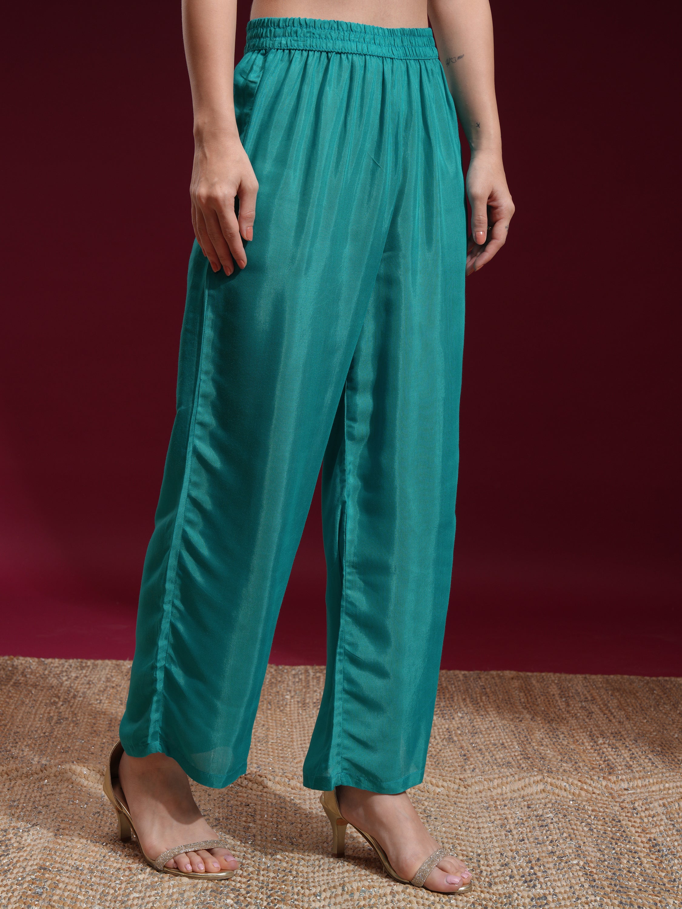 Vishudh Women Blue Printed Kurta With Palazzo And Dupatta - Blue - Image 8