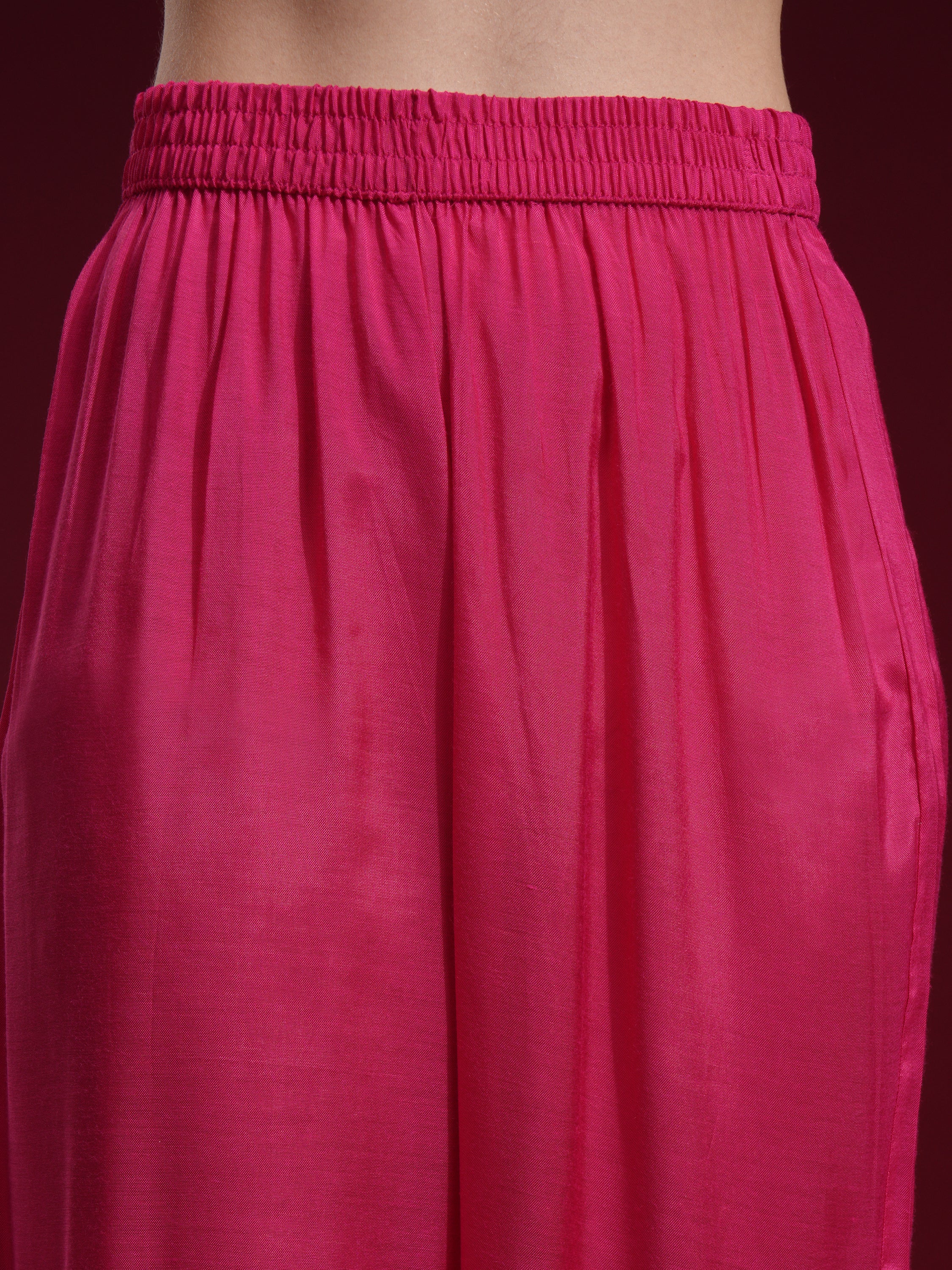 Vishudh Women Pink Printed Kurta With Palazzo And Dupatta - Pink - Image 7