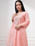 Vishudh Women Peach Embroidered Kurta With Trousers And Dupatta - Peach - Image 1