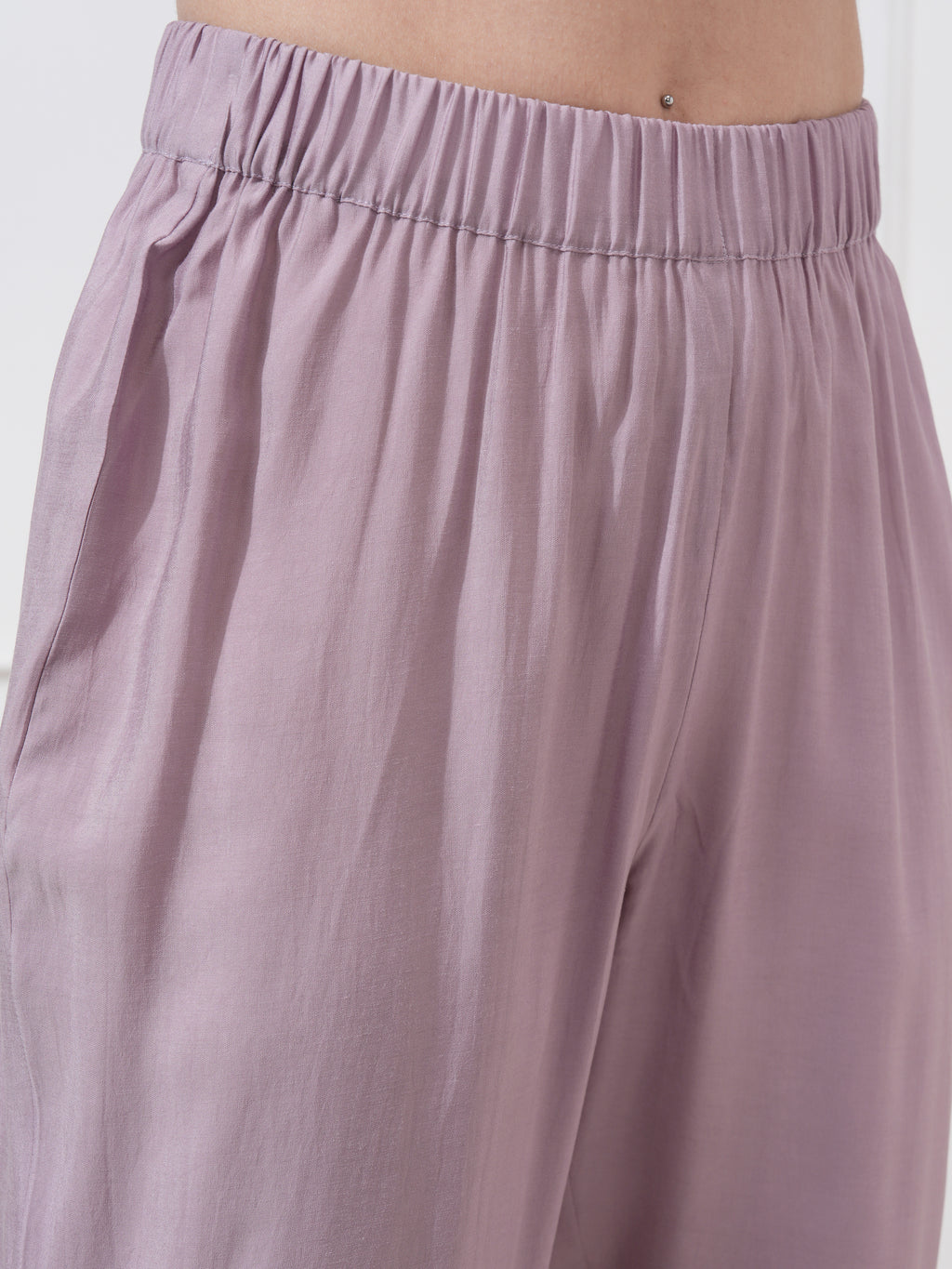 Vishudh Women Mauve Embroidered Kurta With Trousers And Dupatta - Mauve - Image 8
