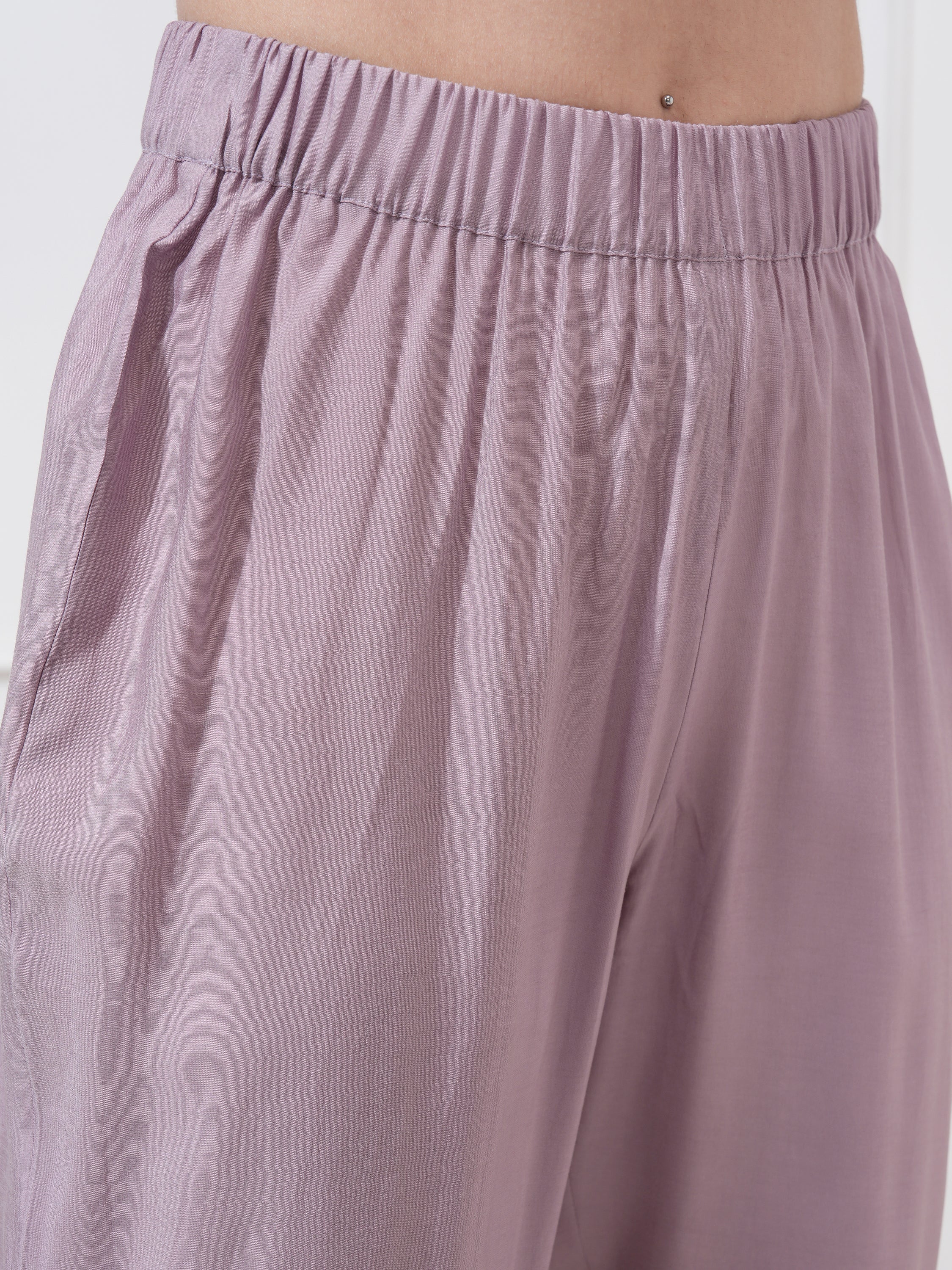 Vishudh Women Mauve Embroidered Kurta With Trousers And Dupatta - Mauve - Image 8