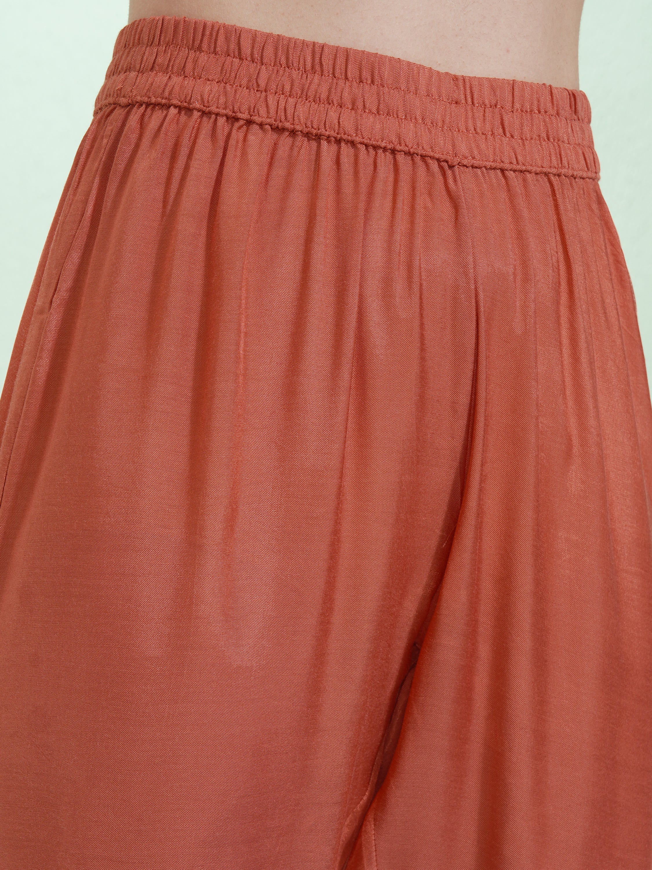 Vishudh Women Rust Printed Kurta With Trousers And Dupatta - Rust - Image 8