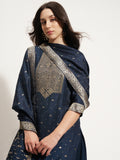 Vishudh Women Navy Blue Printed Kurta With Trouser And Dupatta - Navy Blue - Image 1