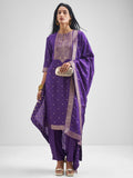 Vishudh Women Purple Kurta With Palazzo And Dupatta - Purple - Image 1