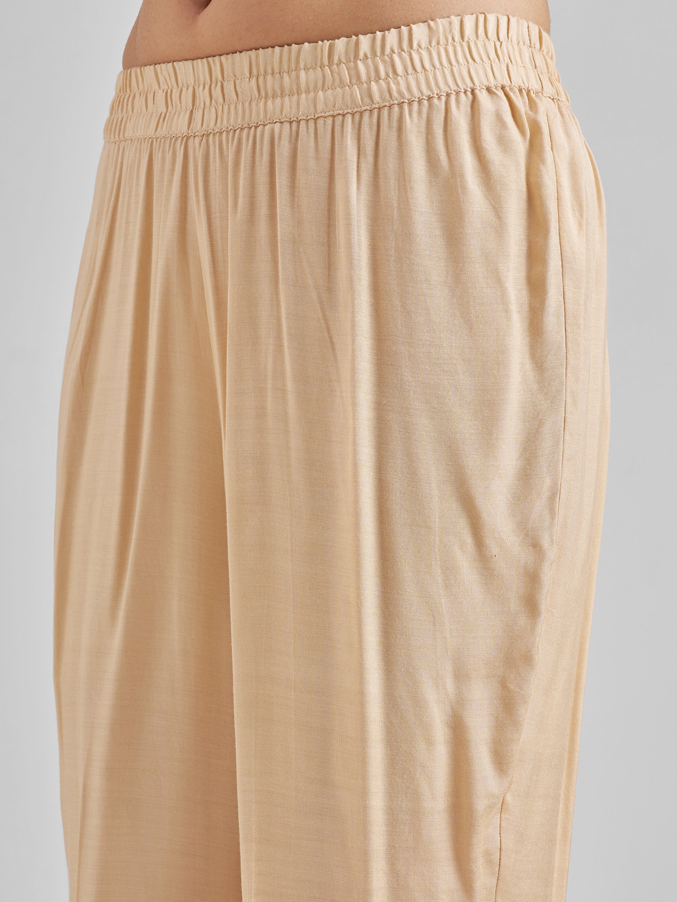 Vishudh Women Peach Embroidered Kurta With Trouser And Dupatta - Peach - Image 6