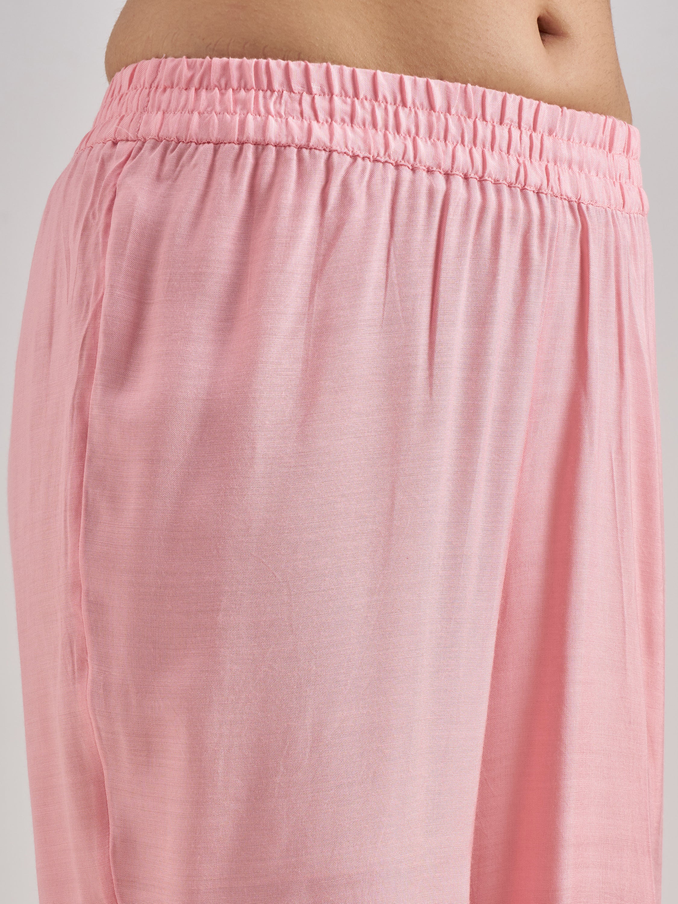 Vishudh Women Pink Embroidered Kurta With Trouser And Dupatta - Pink - Image 6