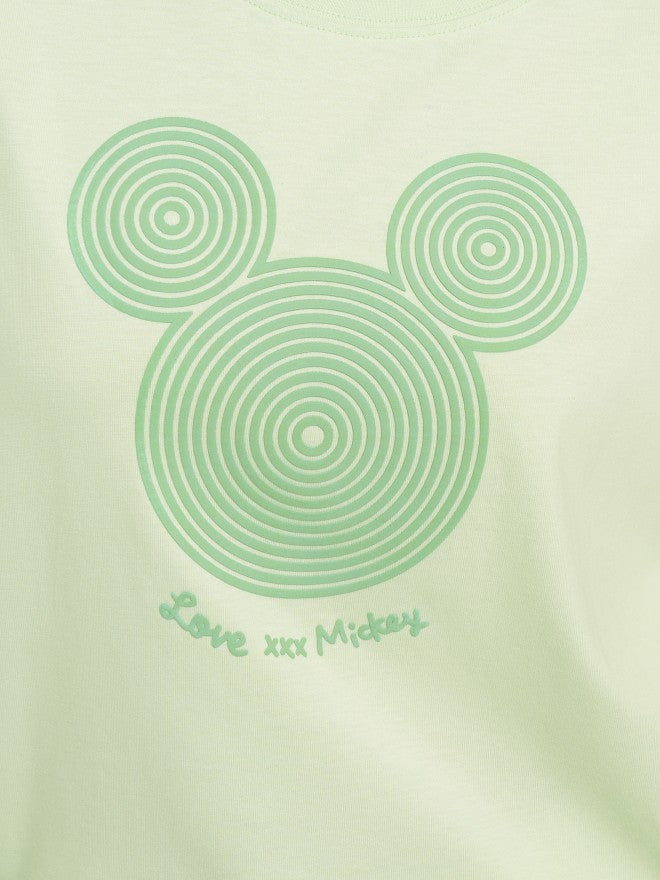 Disney By Tokyo Talkies Women Green Mickey Mouse Printed Round Neck T-Shirt - Green - Image 7