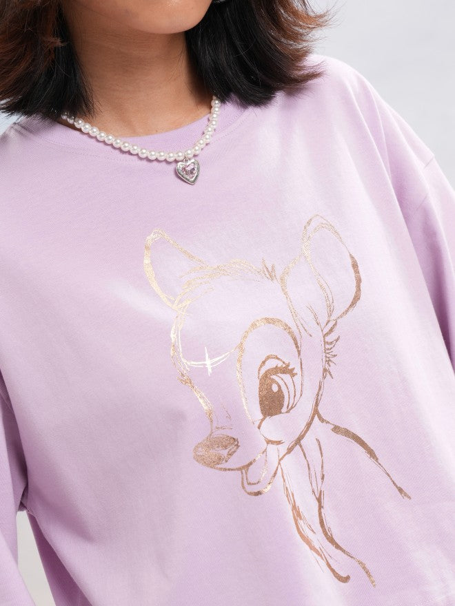 Disney By Tokyo Talkies Women Lavender Mickey Mouse Printed Round Neck T-Shirt - Lavender - Image 5