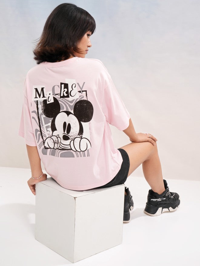 Disney By Tokyo Talkies Women Pink Mickey Mouse Printed Round Neck T-Shirt - Pink - Image 2
