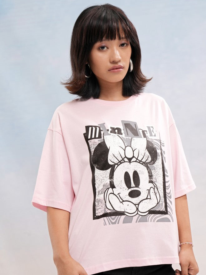 Disney By Tokyo Talkies Women Pink Mickey Mouse Printed Round Neck T-Shirt - Pink - Image 4