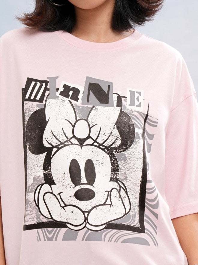 Disney By Tokyo Talkies Women Pink Mickey Mouse Printed Round Neck T-Shirt - Pink - Image 5