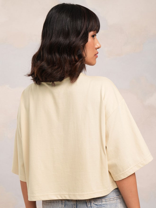 Disney By Tokyo Talkies Women Beige Dumbo Printed Round Neck T-Shirt - Beige - Image 3