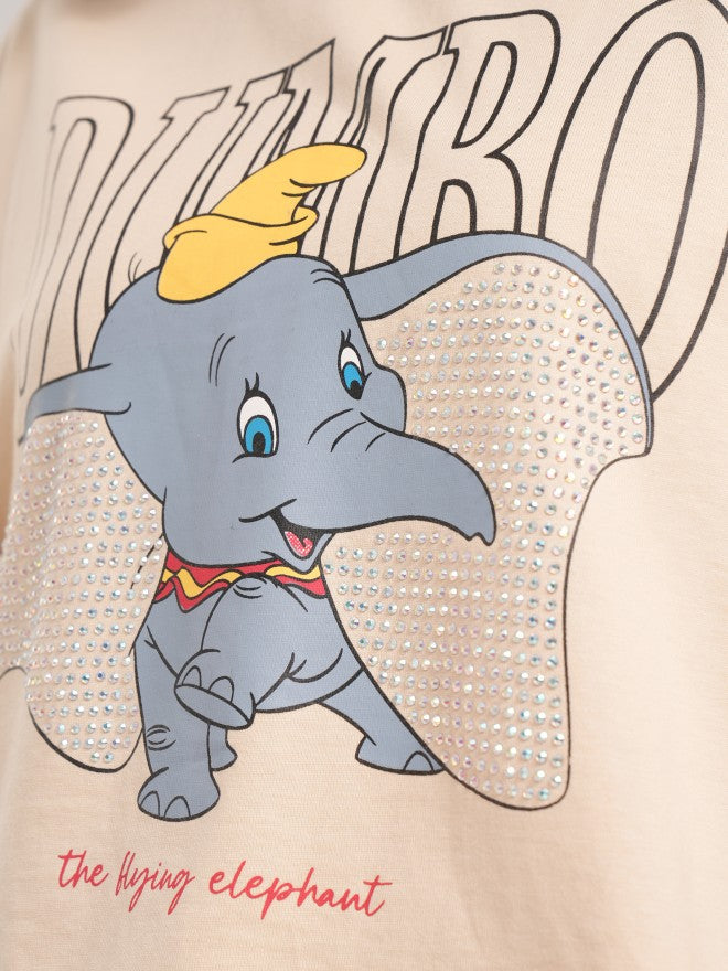 Disney By Tokyo Talkies Women Beige Dumbo Printed Round Neck T-Shirt - Beige - Image 7