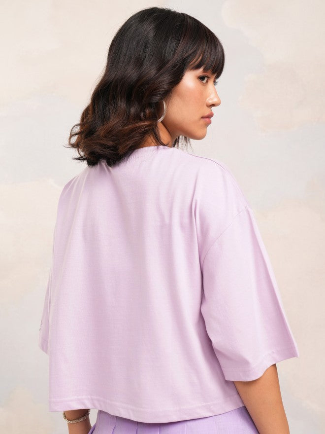 Disney By Tokyo Talkies Women Lavender Dumbo Printed Round Neck T-Shirt - Lavender - Image 3