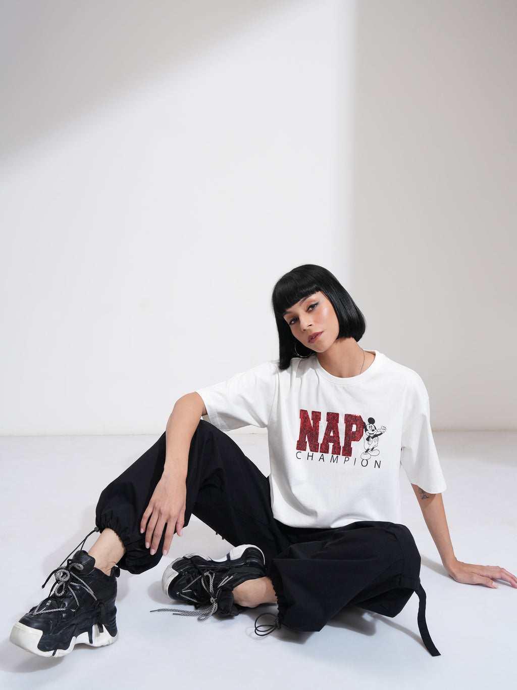 Disney By Tokyo Talkies Women White Mickey Mouse Printed Round Neck T-Shirt - White - Image 2