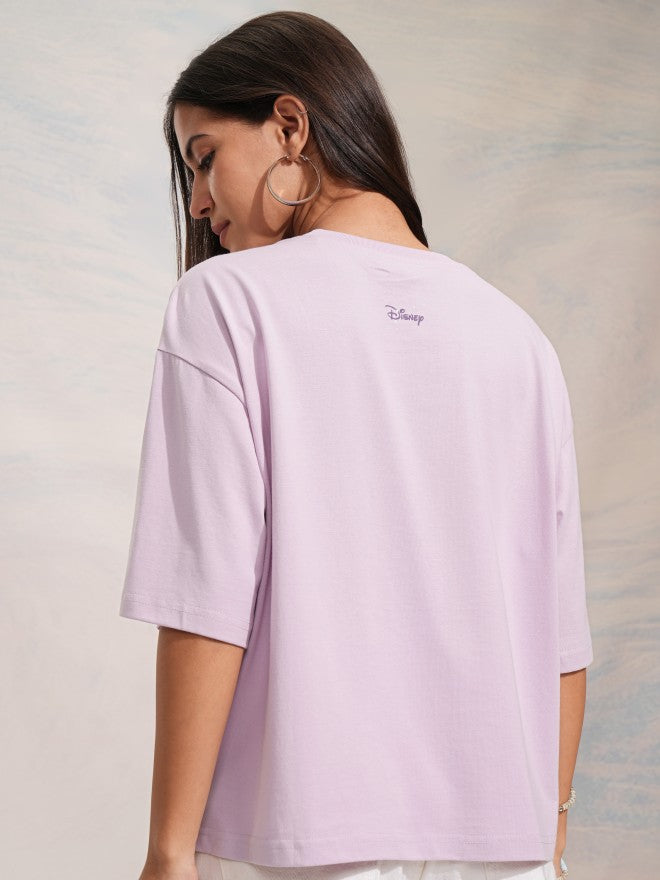 Disney By Tokyo Talkies Women Lavender Tinker Bell Printed Round Neck T-Shirt - Lavender - Image 3