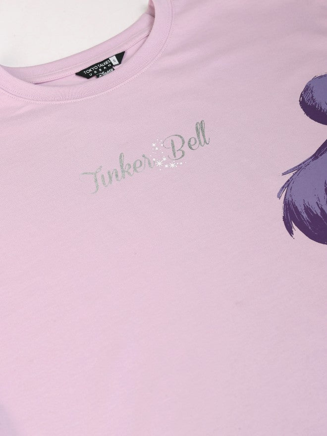 Disney By Tokyo Talkies Women Lavender Tinker Bell Printed Round Neck T-Shirt - Lavender - Image 8