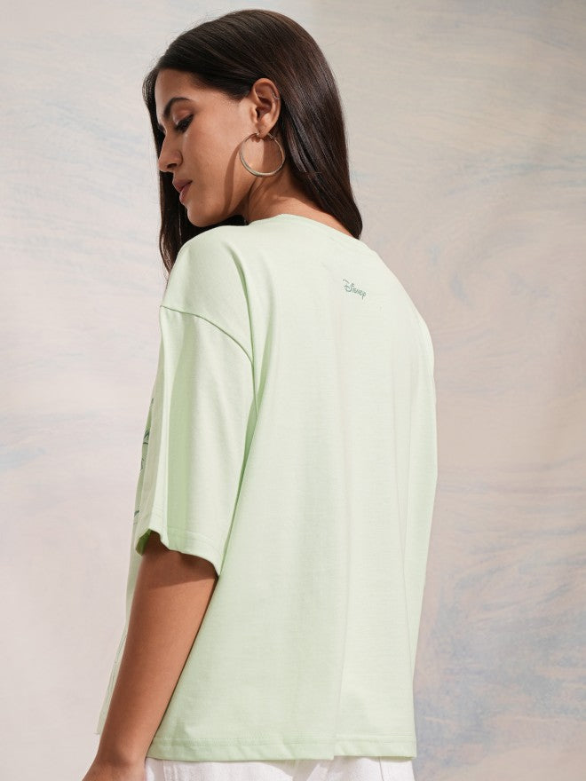 Disney By Tokyo Talkies Women Green Tinker Bell Printed Round Neck T-Shirt - Green - Image 3