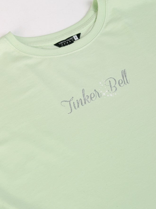 Disney By Tokyo Talkies Women Green Tinker Bell Printed Round Neck T-Shirt - Green - Image 8