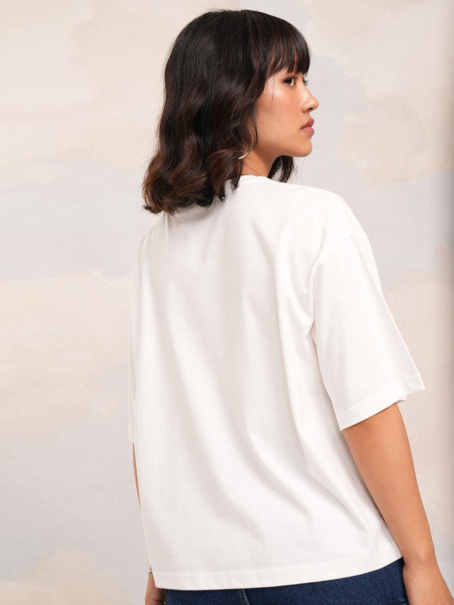 Disney By Tokyo Talkies Women White Alice Printed Round Neck T-Shirt - White - Image 3