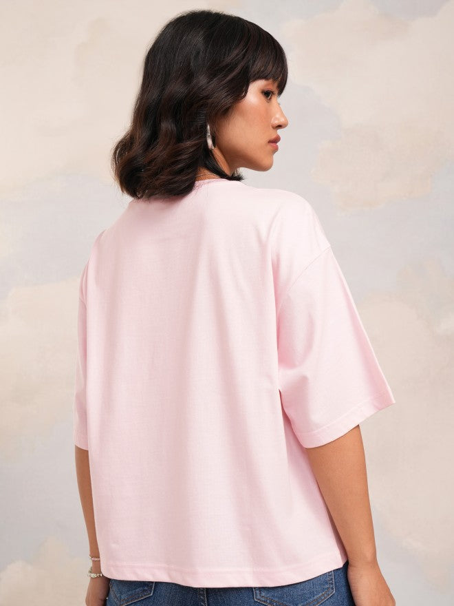 Disney By Tokyo Talkies Women Pink Alice Printed Round Neck T-Shirt - Pink - Image 3