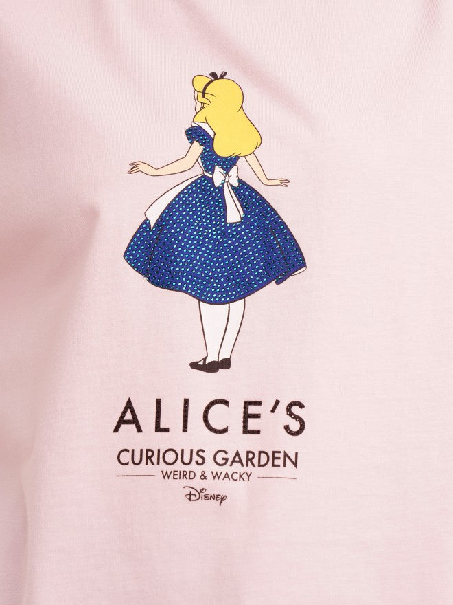 Disney By Tokyo Talkies Women Pink Alice Printed Round Neck T-Shirt - Pink - Image 7
