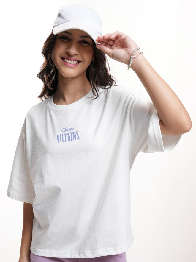 Disney By Tokyo Talkies Women White Disney Villain Printed Round Neck T-Shirt - White - Image 3