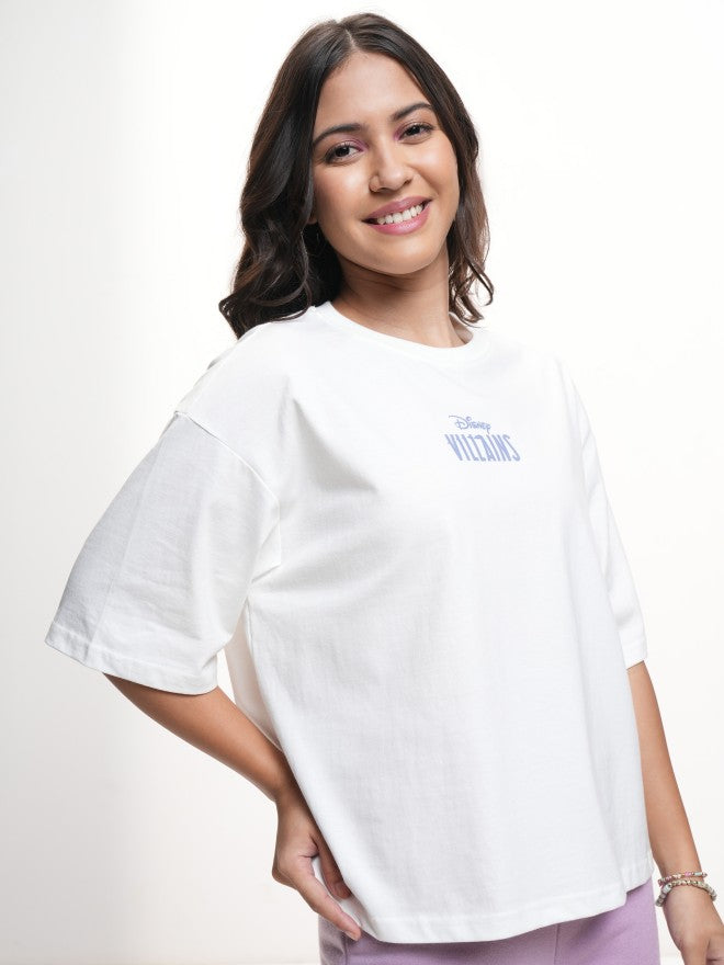 Disney By Tokyo Talkies Women White Disney Villain Printed Round Neck T-Shirt - White - Image 6