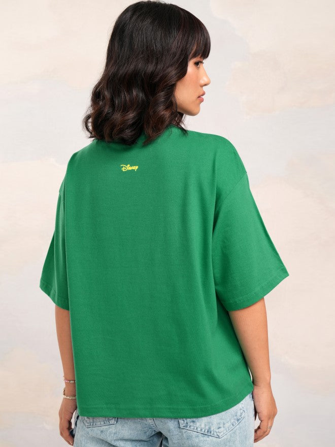 Disney By Tokyo Talkies Women Green Mickey Mouse Printed Round Neck T-Shirt - Green - Image 3