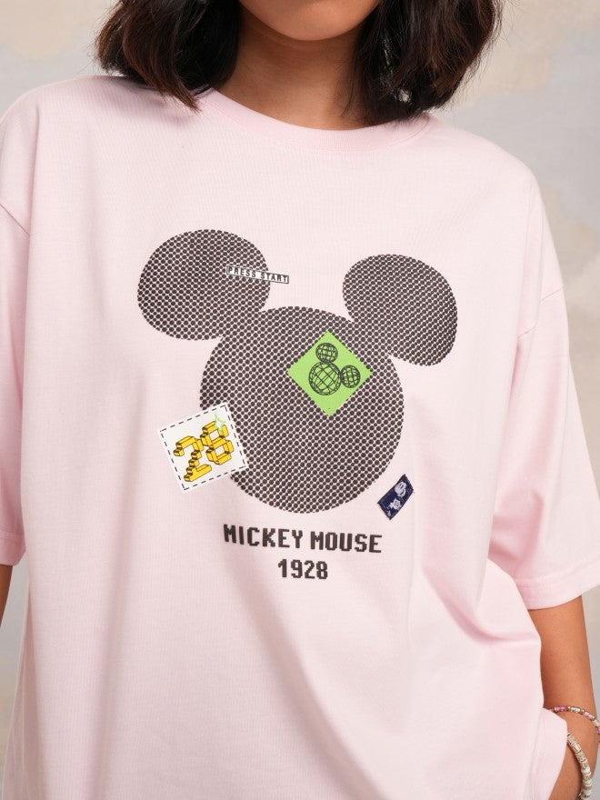 Disney By Tokyo Talkies Women Pink Mickey Mouse Printed Round Neck T-Shirt - Pink - Image 5