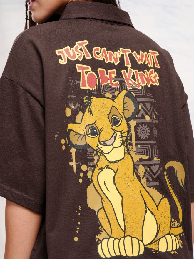 Disney By Tokyo Talkies Women Brown Simba Printed Polo Collar T-Shirt - Brown - Image 7