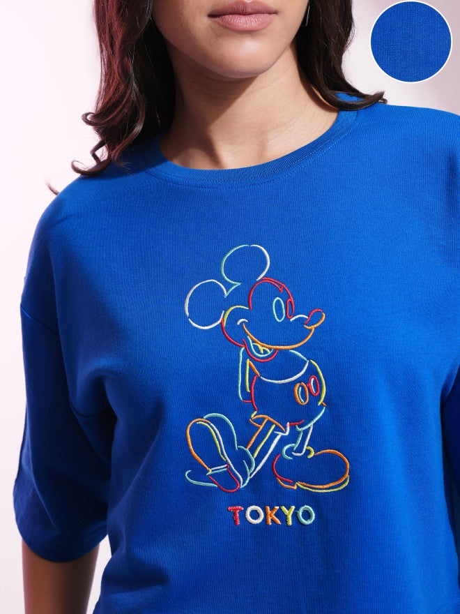 Disney By Tokyo Talkies Women Blue Mickey Mouse T-shirt With Short - Blue - Image 5