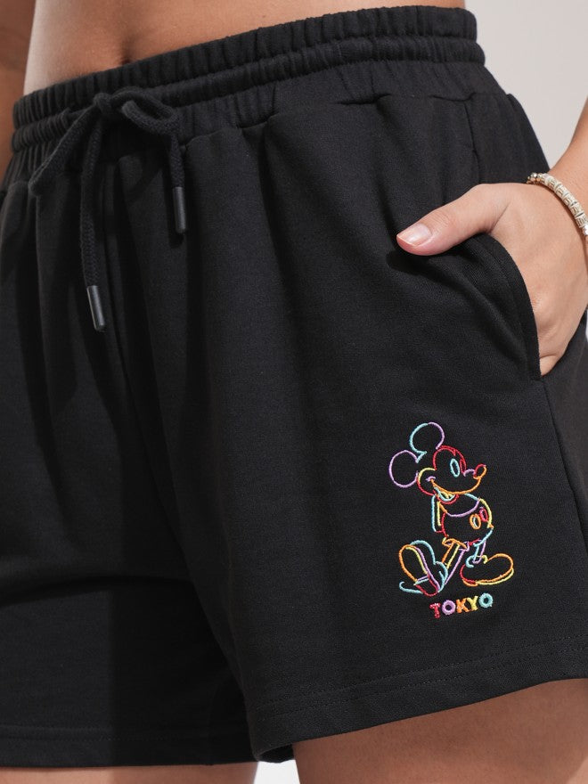 Disney By Tokyo Talkies Women Black Mickey Mouse T-shirt With Short - Black - Image 8