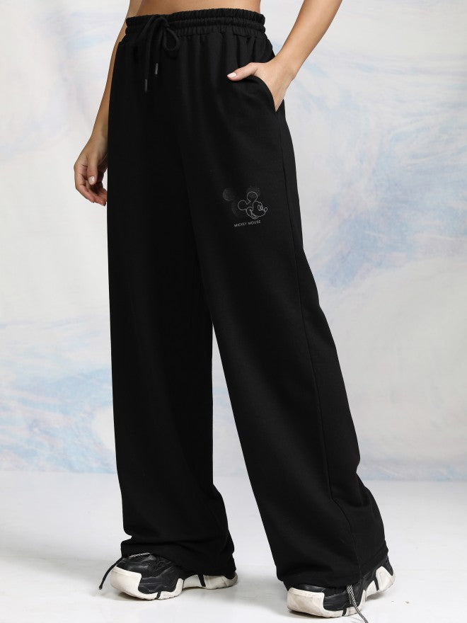 Disney By Tokyo Talkies Women Black Mickey Mouse T-shirt With Trouser - Black - Image 8