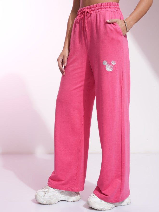 Disney By Tokyo Talkies Women Pink Mickey Mouse T-shirt With Trouser - Pink - Image 7