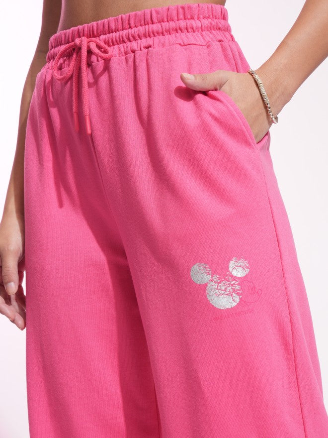 Disney By Tokyo Talkies Women Pink Mickey Mouse T-shirt With Trouser - Pink - Image 8