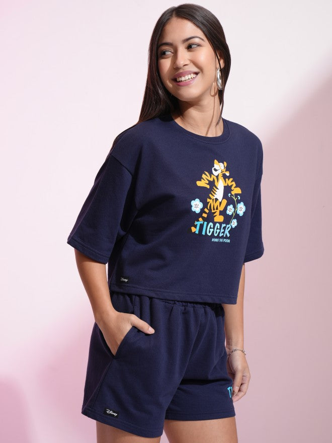 Disney By Tokyo Talkies Women Navy Blue Tigger T-shirt With Short - Navy Blue - Image 6